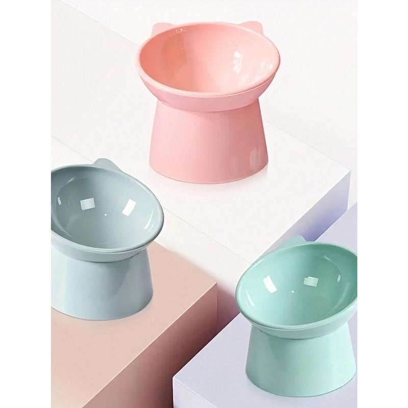 Nordic Style Elevated Anti-Tip Cat Bowl with Neck Protection, Square-rim Double-handled Dog Water Bowl Pet Supplies