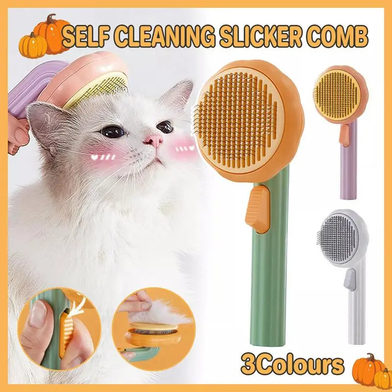 Self-cleaning Pet Comb, Dog and Cat Rabbit Grooming Pumpkin Comb, Easy Care Comb