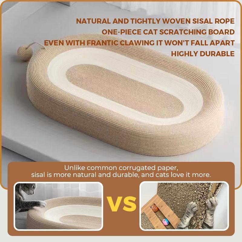 Pet Sisal Cat Scratcher Cardboard Lounge Bed - Multi-Purpose Dog & Cat Furniture, 24x15x3.5 Inch, Anti-Slip Design, Ideal for Indoor Cats