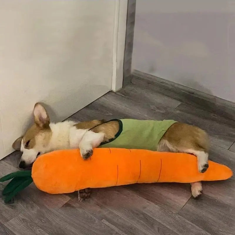 Cute Carrot Design Pet Plush Toy, Durable Chewable Stuffed Animal Plushie for Cats Kittens Dogs, Christmas Gift