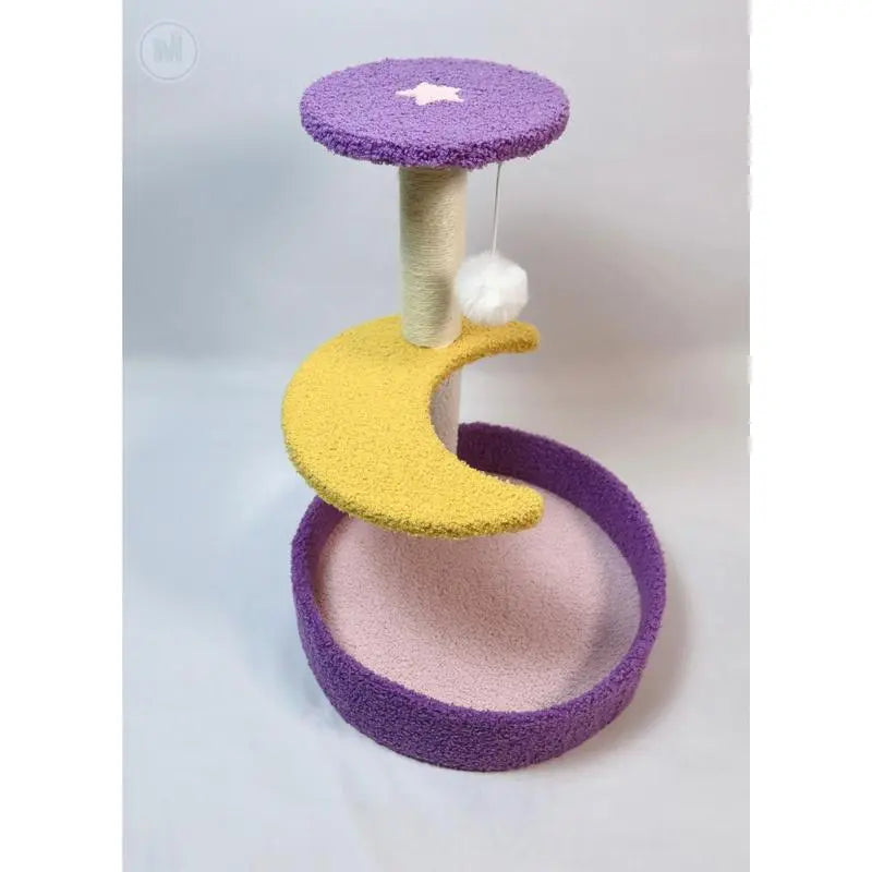 Moonlight Scratching Post, Night Sky Theme Cat Scratcher Tree with Sisal Posts Spacious Foldable Cat Scratching Board with Bell