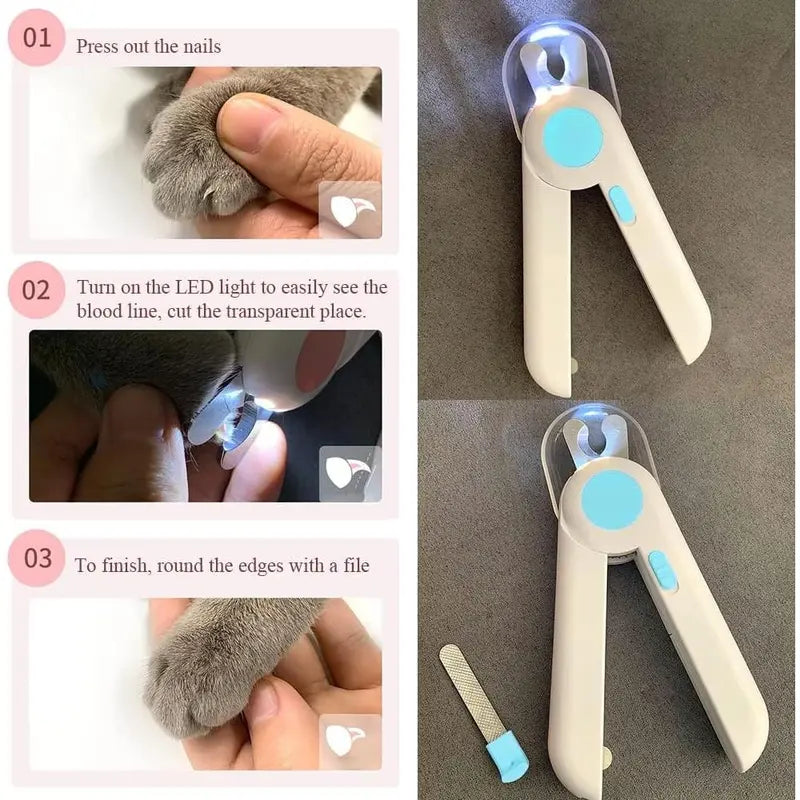 Pet Cats Dog Nail Clipper Cutter Stainless Steel Grooming Scissors Professional Clippers Claw Nail Scissors with LED Lights Pet
