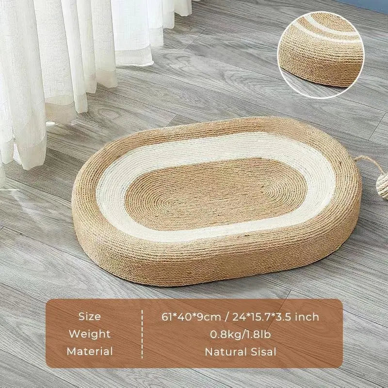 Pet Sisal Cat Scratcher Cardboard Lounge Bed - Multi-Purpose Dog & Cat Furniture, 24x15x3.5 Inch, Anti-Slip Design, Ideal for Indoor Cats