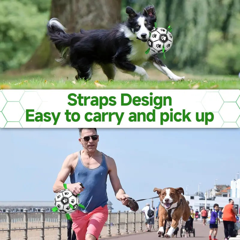 Durable Soccer Ball Dog Toy with Straps - Interactive Tug of War & Water Fetch Toy for Small/Medium Dogs - Perfect Puppy Birthday Gift