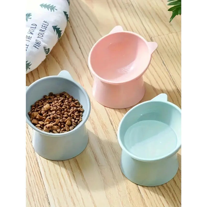 Nordic Style Elevated Anti-Tip Cat Bowl with Neck Protection, Square-rim Double-handled Dog Water Bowl Pet Supplies