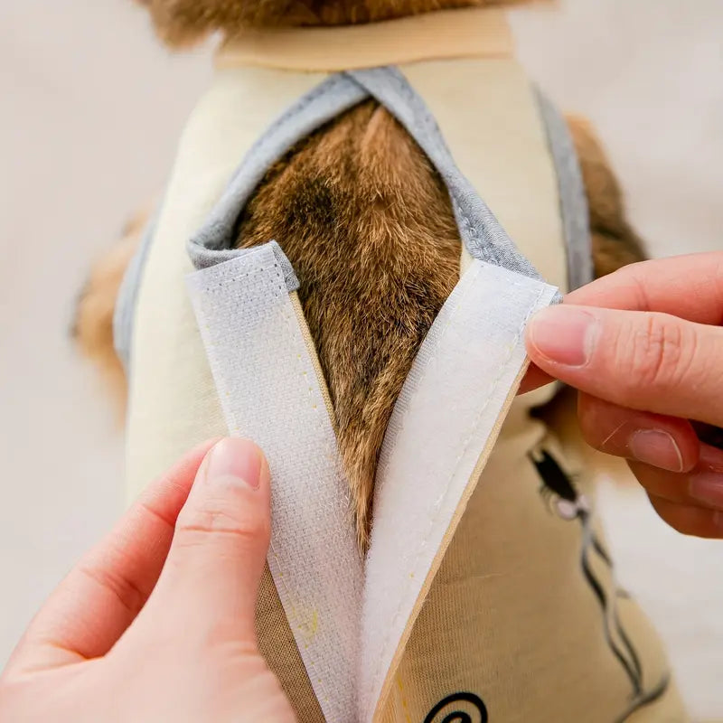 Breathable Anti-Licking Recovery Suit for Cats & Small Dogs - Post-Surgery Sterilization & Weaning Apparel with Cute Cartoon Graphics