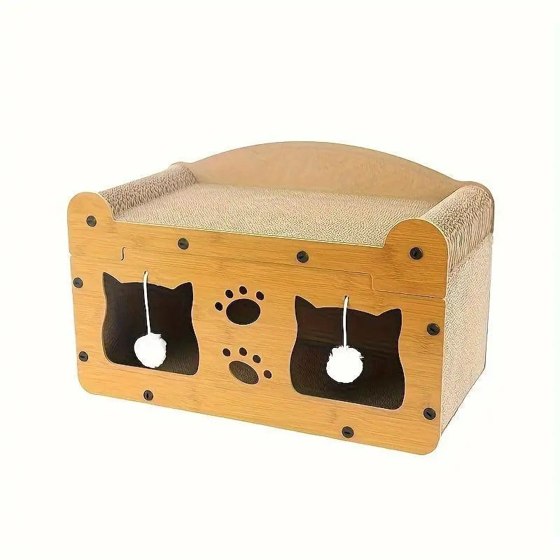 2 in 1 Cat Bed with Scratching Board, Durable Double Layer Design Cat Bed