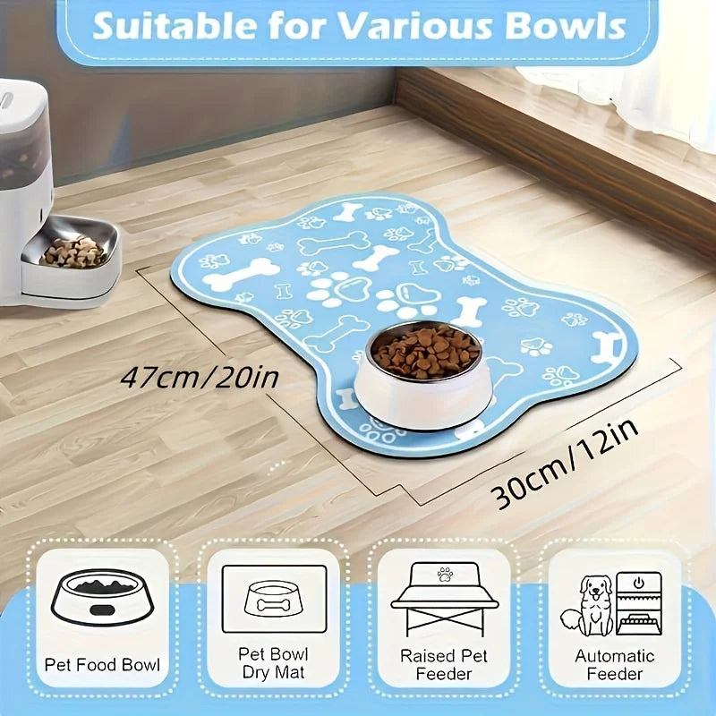 Pet Feeding Mat - Non slip, Scratch resistant, Quick drying Pet Meal Mat, Suitable for Dogs and Cats - Easy to Clean
