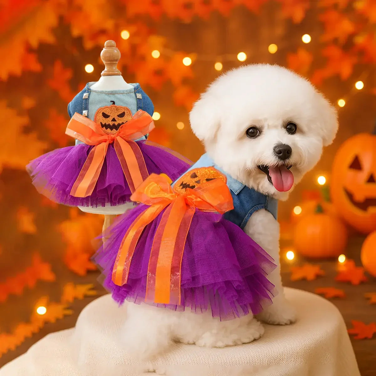 Cute Halloween Pumpkin Skirt for Pets