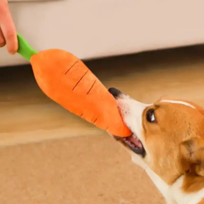 Cute Carrot Design Pet Plush Toy, Durable Chewable Stuffed Animal Plushie for Cats Kittens Dogs, Christmas Gift