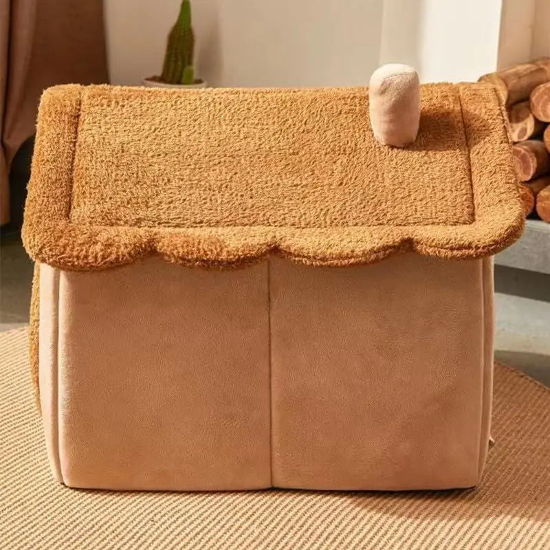 Cat Bed Cave, Cute Bear Shape Cat Beds for Indoor Cats, Pet House Cats Tent with Removable Cushion Pillow