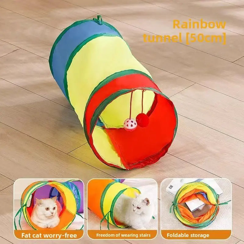 Rainbow Directly Connects to Cat Tunnel Self-care Education-Type Cat Toy Foldable Cat Tunnel