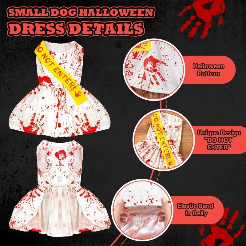 Blood Splatter Dog Halloween Dress - Spooky Style