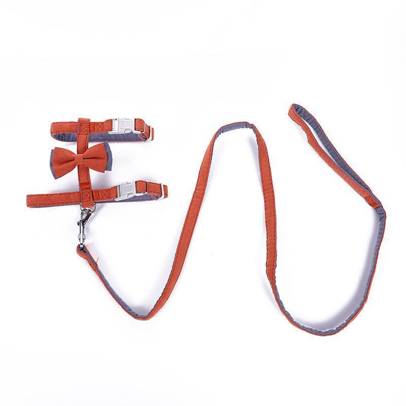 Colorful Cotton-Filled Cat Leash With Bow Detail