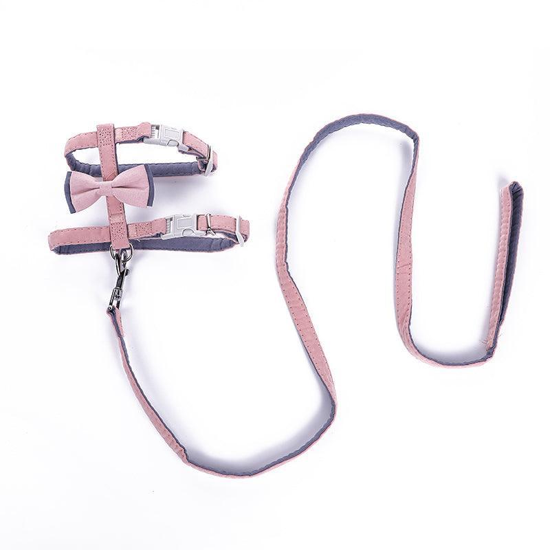 Colorful Cotton-Filled Cat Leash With Bow Detail