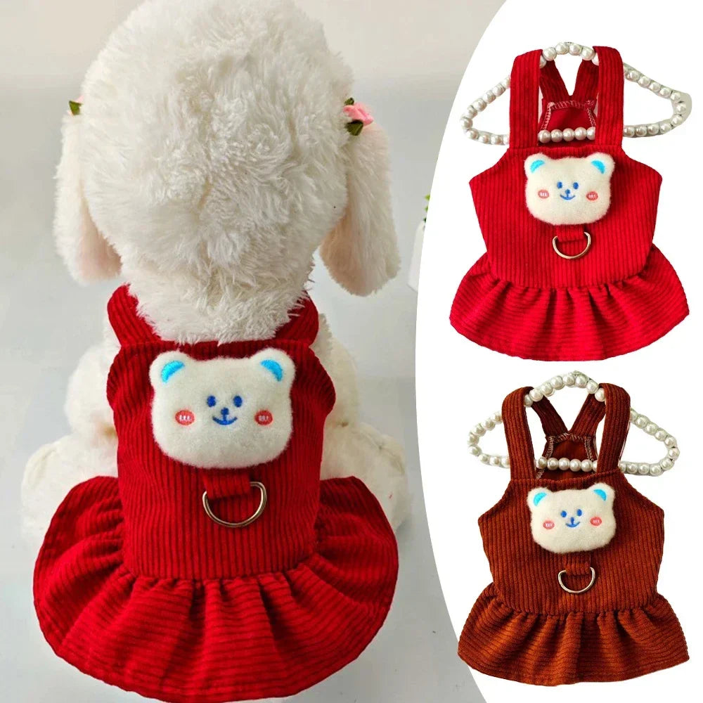 Corduroy Dog Dress for Small Dogs