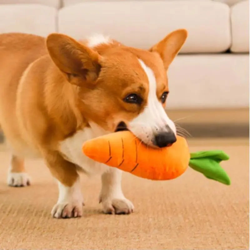 Cute Carrot Design Pet Plush Toy, Durable Chewable Stuffed Animal Plushie for Cats Kittens Dogs, Christmas Gift