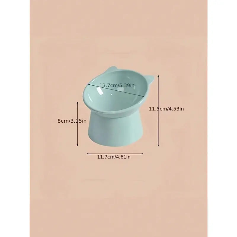 Nordic Style Elevated Anti-Tip Cat Bowl with Neck Protection, Square-rim Double-handled Dog Water Bowl Pet Supplies