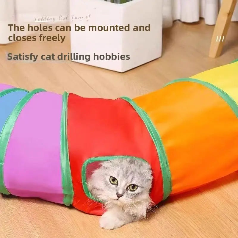 Rainbow Directly Connects to Cat Tunnel Self-care Education-Type Cat Toy Foldable Cat Tunnel