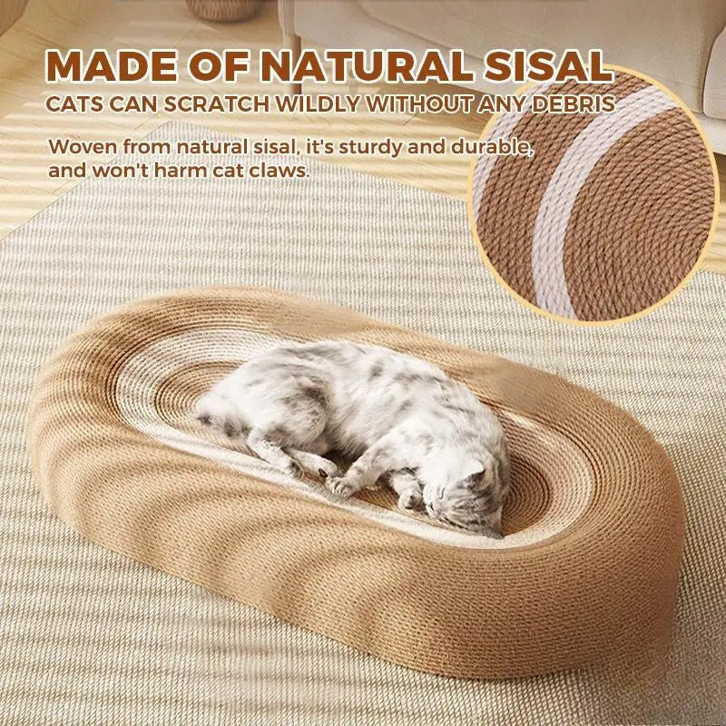 Pet Sisal Cat Scratcher Cardboard Lounge Bed - Multi-Purpose Dog & Cat Furniture, 24x15x3.5 Inch, Anti-Slip Design, Ideal for Indoor Cats