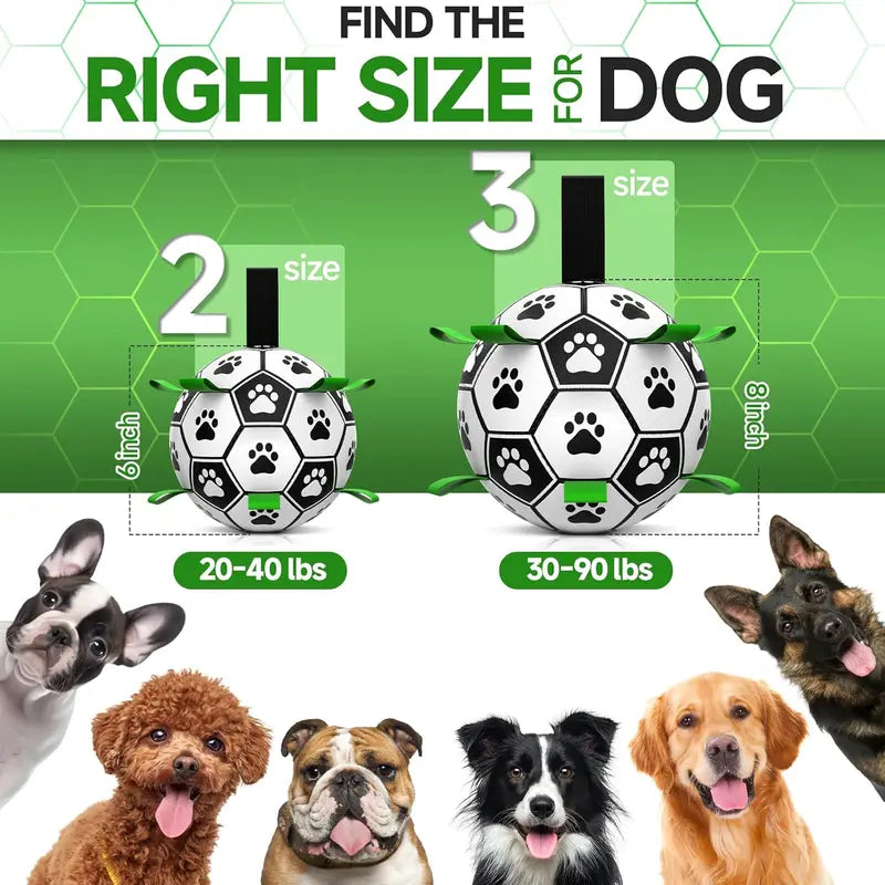Durable Soccer Ball Dog Toy with Straps - Interactive Tug of War & Water Fetch Toy for Small/Medium Dogs - Perfect Puppy Birthday Gift