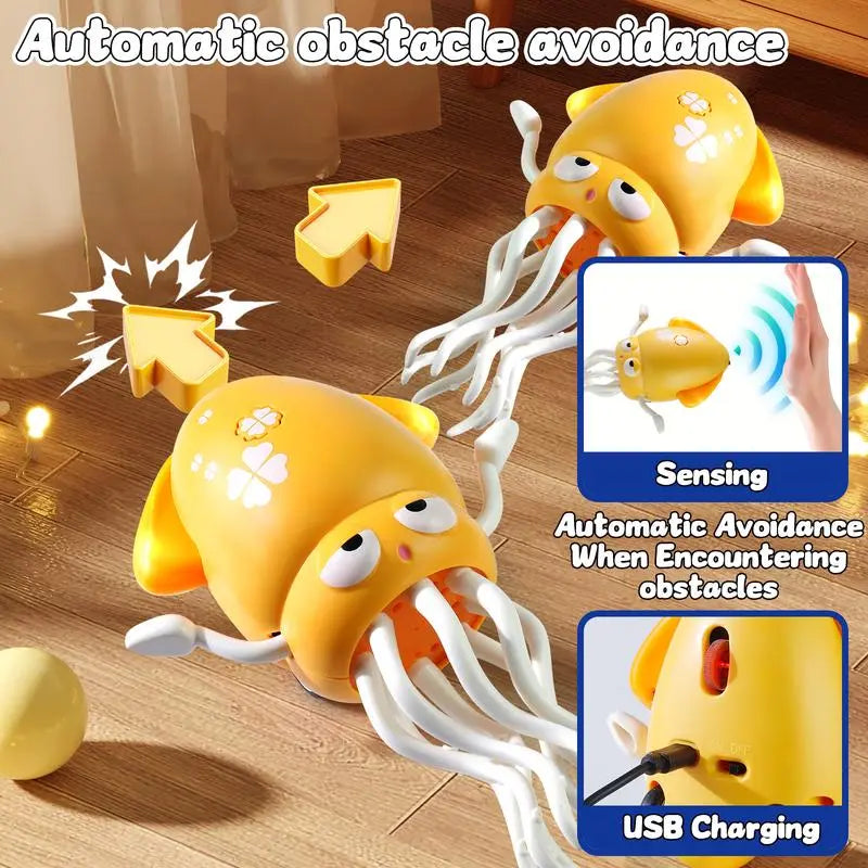 Dancing squid toy, music, lights and fun movements, bright LED lights, cheerful music, safe and durable