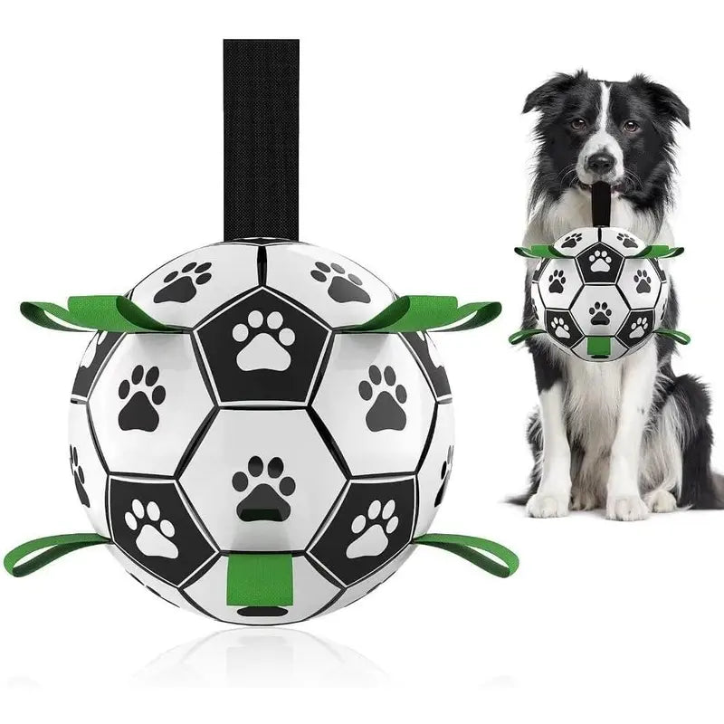 Durable Soccer Ball Dog Toy with Straps - Interactive Tug of War & Water Fetch Toy for Small/Medium Dogs - Perfect Puppy Birthday Gift