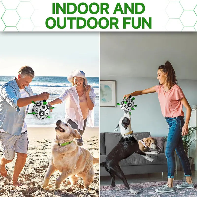 Durable Soccer Ball Dog Toy with Straps - Interactive Tug of War & Water Fetch Toy for Small/Medium Dogs - Perfect Puppy Birthday Gift
