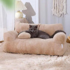 Plush Sofa Bed For Cats And Small Medium Dogs, Memory Foam Removable Washable Pet Sof, With Non Slip Bottom, Fluffy Pet Sofa Bed Puppy Sleeping Bed, Removable Washable Cat Bed For Indoor