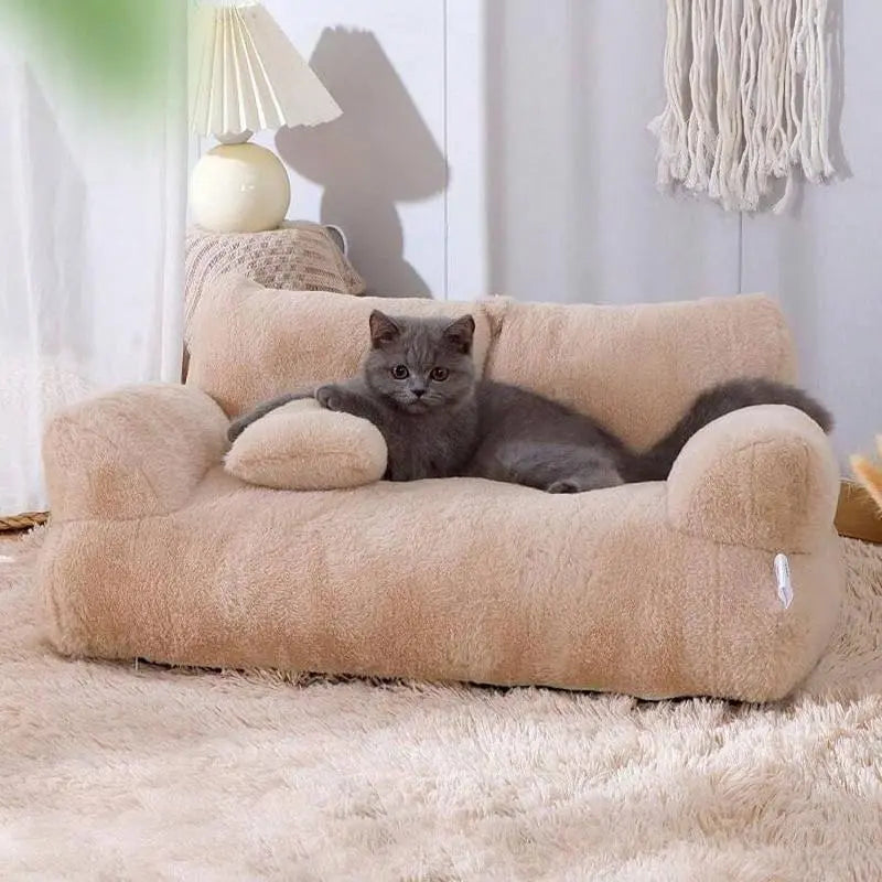 Plush Sofa Bed For Cats And Small Medium Dogs, Memory Foam Removable Washable Pet Sof, With Non Slip Bottom, Fluffy Pet Sofa Bed Puppy Sleeping Bed, Removable Washable Cat Bed For Indoor