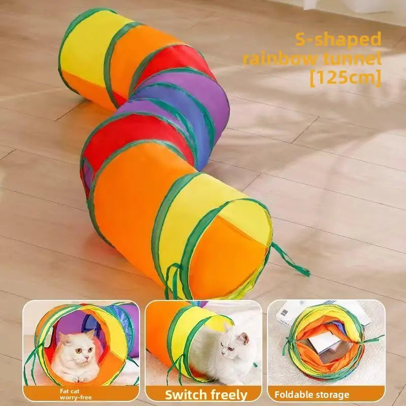 Rainbow Directly Connects to Cat Tunnel Self-care Education-Type Cat Toy Foldable Cat Tunnel