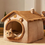 Cat Bed Cave, Cute Bear Shape Cat Beds for Indoor Cats, Pet House Cats Tent with Removable Cushion Pillow
