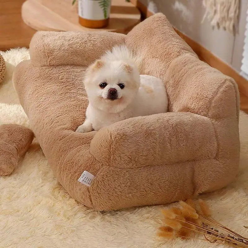 Plush Sofa Bed For Cats And Small Medium Dogs, Memory Foam Removable Washable Pet Sof, With Non Slip Bottom, Fluffy Pet Sofa Bed Puppy Sleeping Bed, Removable Washable Cat Bed For Indoor