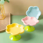 Ceramic Raised Cat Bowl With Flower Design, Elevated Cat Food Bowl Water Plate Snack Dish With Stand For Neck Protection Dog Cat and Dog Bowls Set 24 hours pet water fountain
