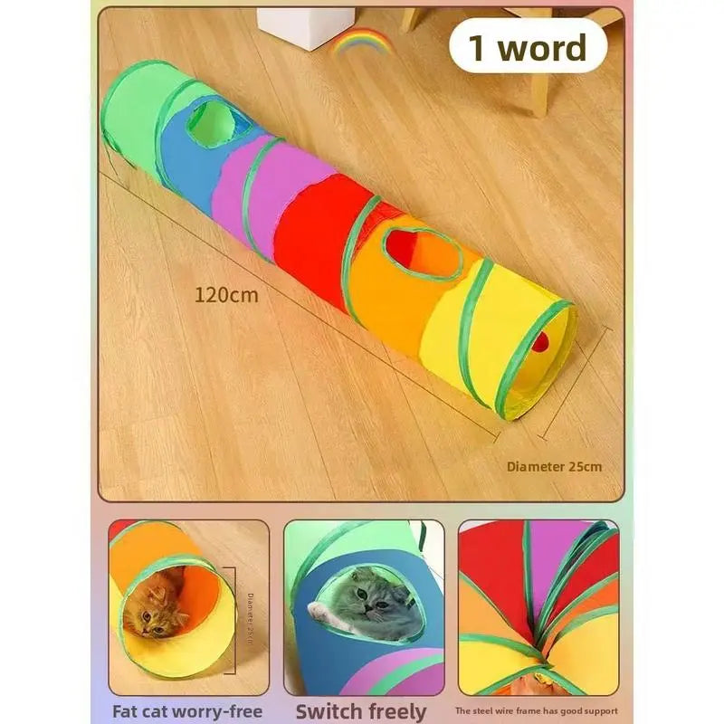 Rainbow Directly Connects to Cat Tunnel Self-care Education-Type Cat Toy Foldable Cat Tunnel