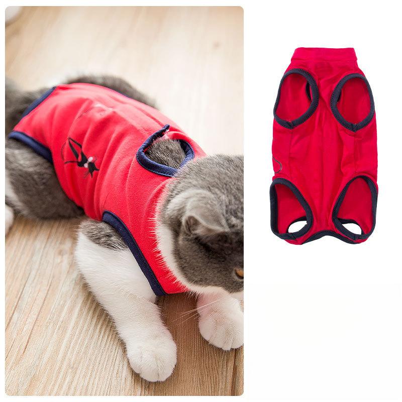 Breathable Anti-Licking Recovery Suit for Cats & Small Dogs - Post-Surgery Sterilization & Weaning Apparel with Cute Cartoon Graphics