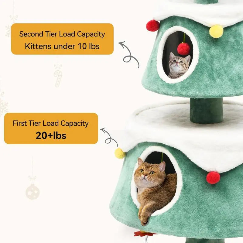 Christmas cat tree with funny cat toys and bells