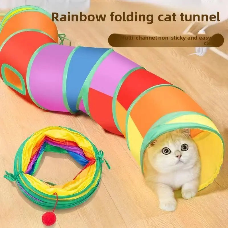 Rainbow Directly Connects to Cat Tunnel Self-care Education-Type Cat Toy Foldable Cat Tunnel