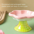 Ceramic Raised Cat Bowl With Flower Design, Elevated Cat Food Bowl Water Plate Snack Dish With Stand For Neck Protection Dog Cat and Dog Bowls Set 24 hours pet water fountain
