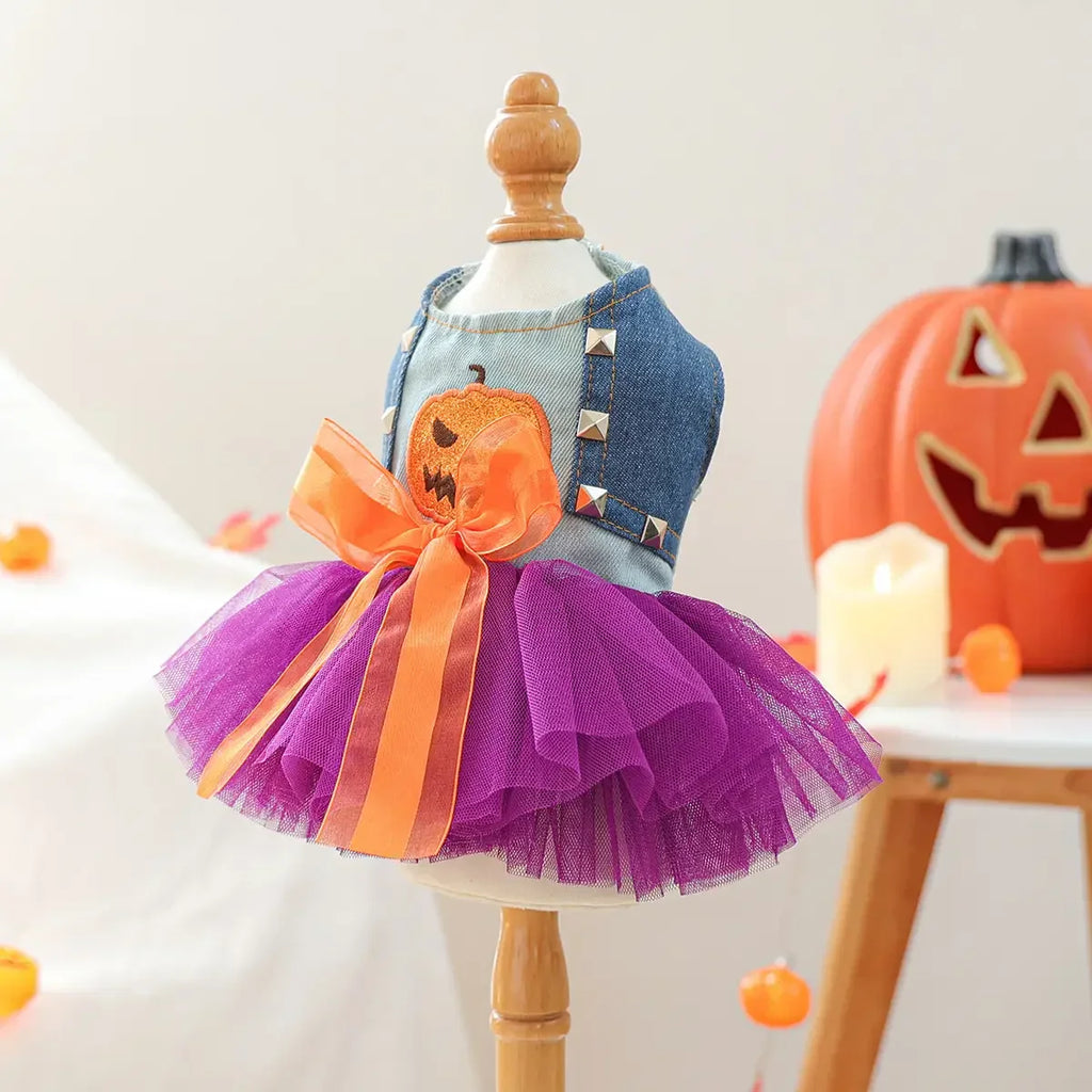 Cute Halloween Pumpkin Skirt for Pets