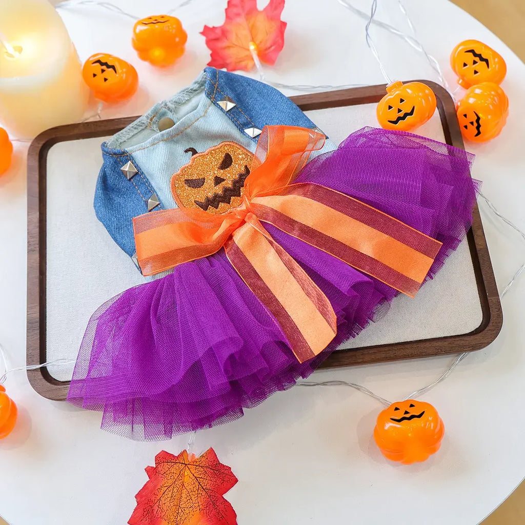 Cute Halloween Pumpkin Skirt for Pets