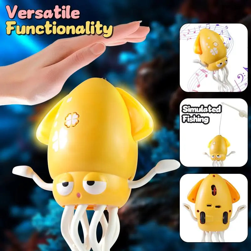 Dancing squid toy, music, lights and fun movements, bright LED lights, cheerful music, safe and durable