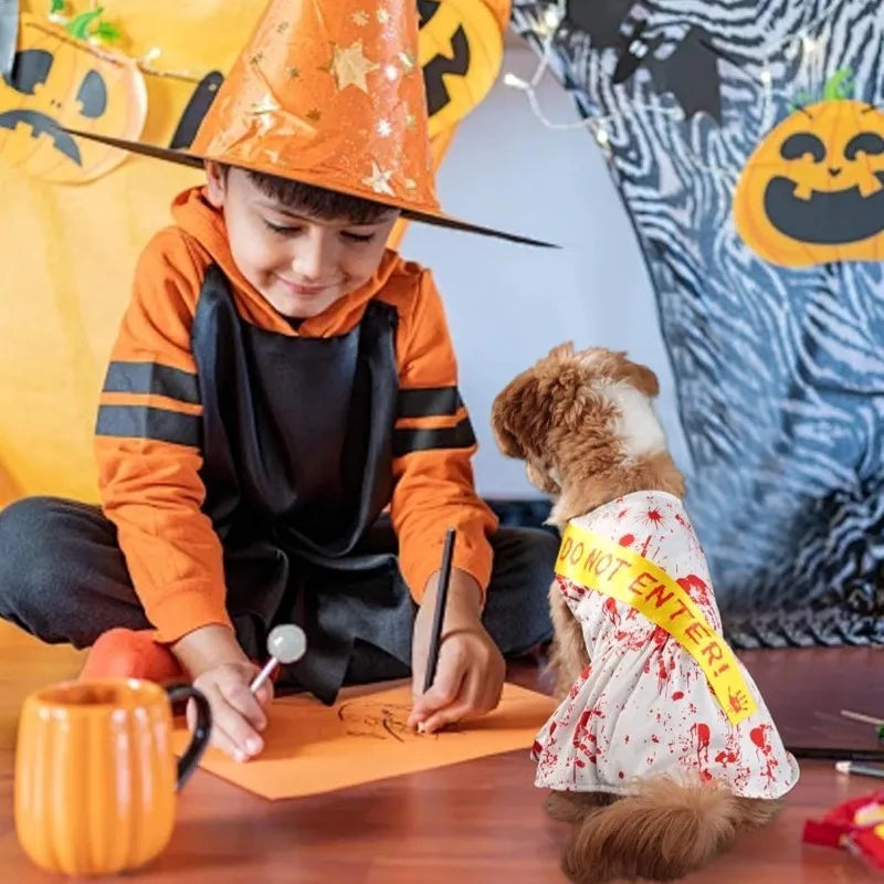 Blood Splatter Dog Halloween Dress - Spooky Style