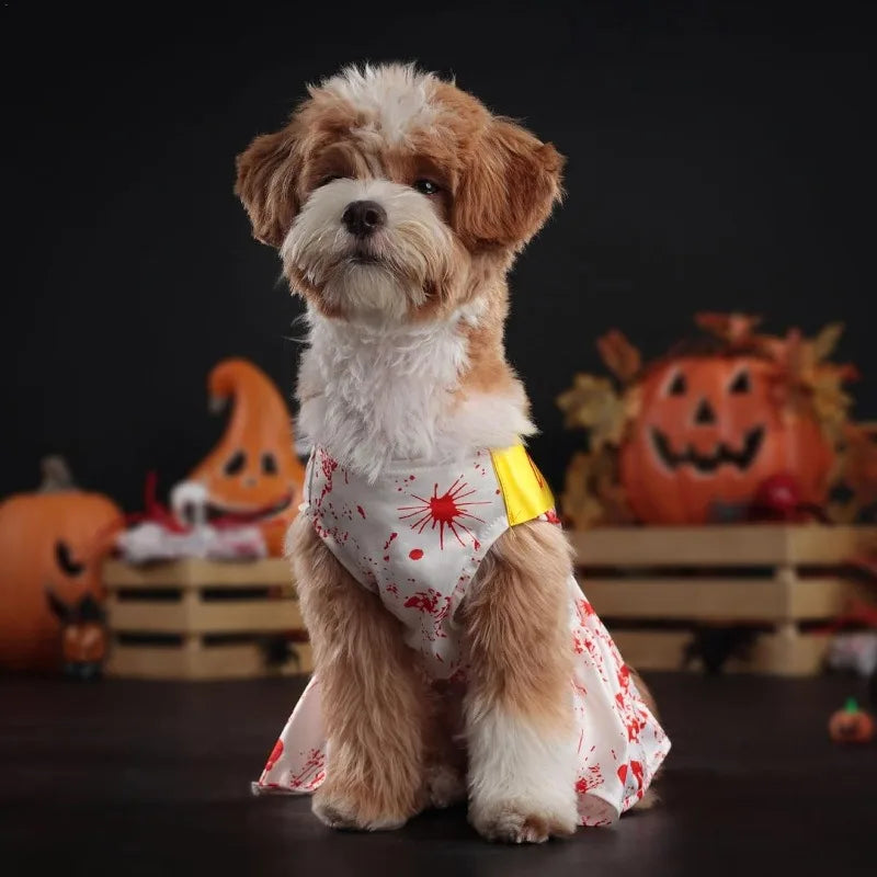 Blood Splatter Dog Halloween Dress - Spooky Style