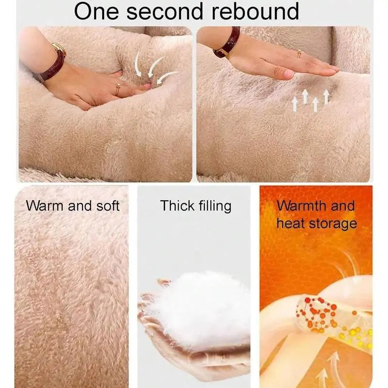 Plush Sofa Bed For Cats And Small Medium Dogs, Memory Foam Removable Washable Pet Sof, With Non Slip Bottom, Fluffy Pet Sofa Bed Puppy Sleeping Bed, Removable Washable Cat Bed For Indoor
