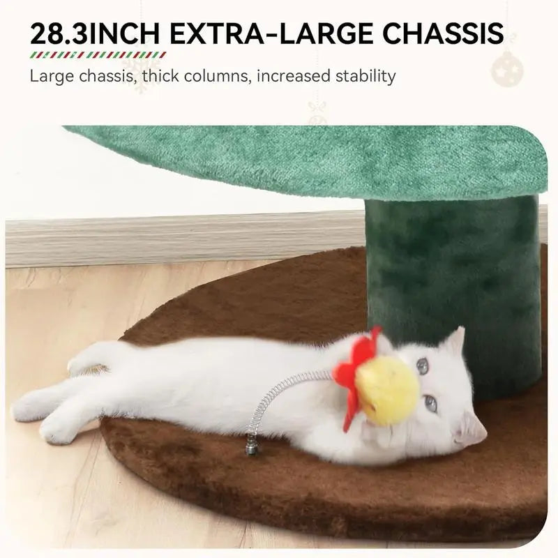 Christmas cat tree with funny cat toys and bells