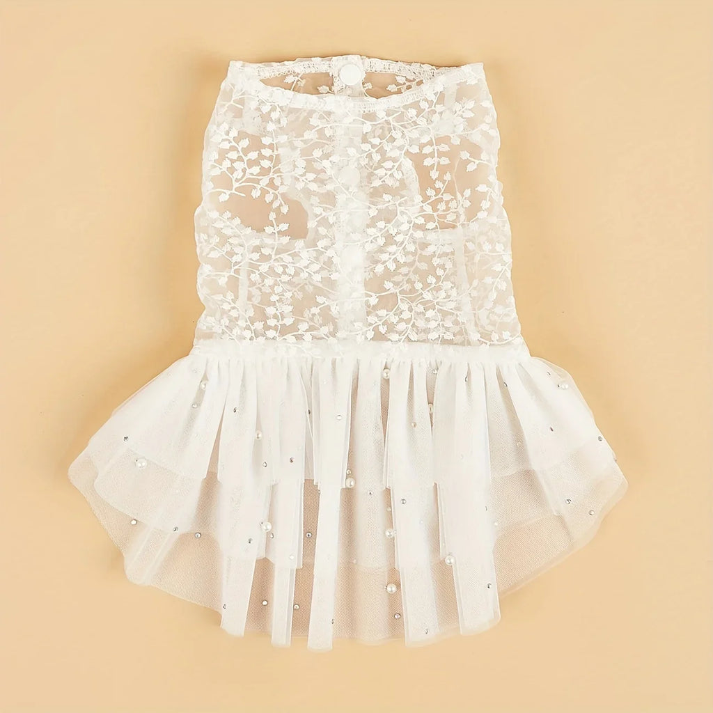 Elegant Dog Wedding Dress with Lace Detail