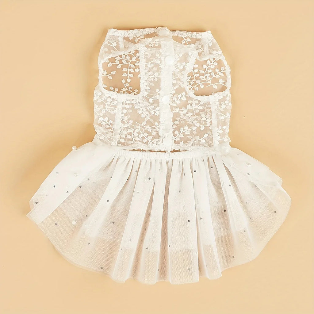 Elegant Dog Wedding Dress with Lace Detail