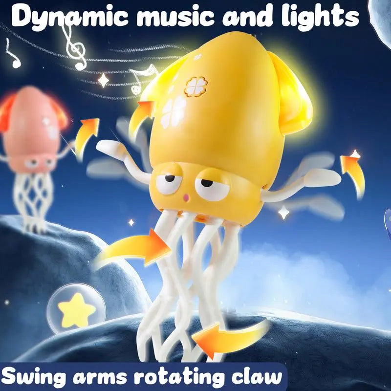 Dancing squid toy, music, lights and fun movements, bright LED lights, cheerful music, safe and durable