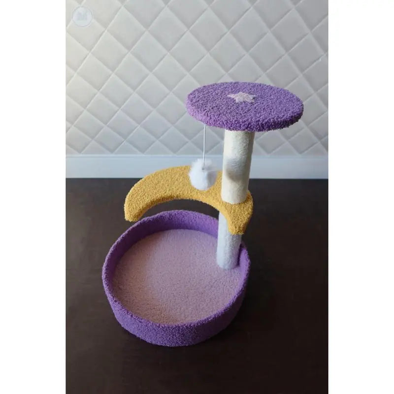 Moonlight Scratching Post, Night Sky Theme Cat Scratcher Tree with Sisal Posts Spacious Foldable Cat Scratching Board with Bell